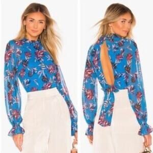 House Of Harlow 1960 X Revolve Niles Cropped Top In Blue Dahlia Size L